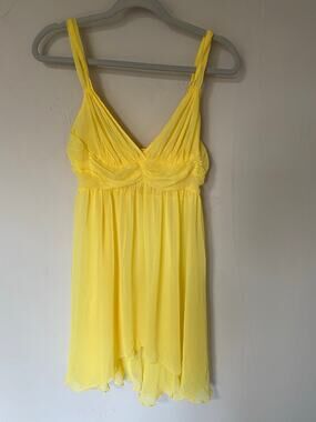 Victoria's Secret Yellow Babydoll Teddy Chemise Slip Sheer Lingerie Small Y2K